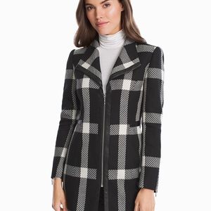 Sleek Black Plaid Coat White House Black Market
